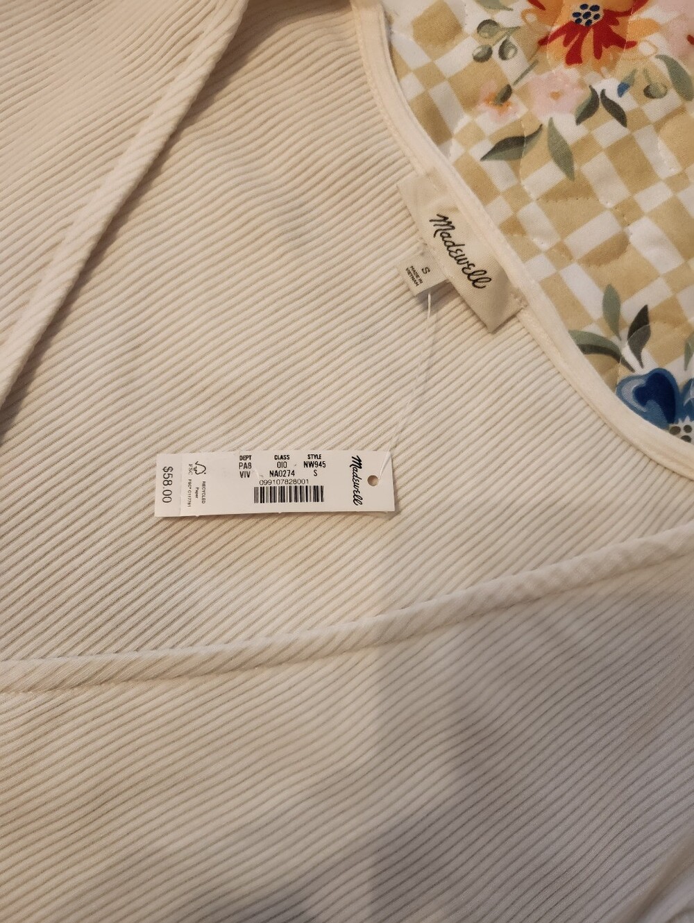Madewell NWT Ivory Ribbed Button-Up Cardigan